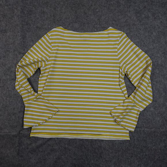 Ralph Lauren Top Womens Large Striped Long Bell Sleeve Gold Button Preppy Boat - Picture 7 of 11